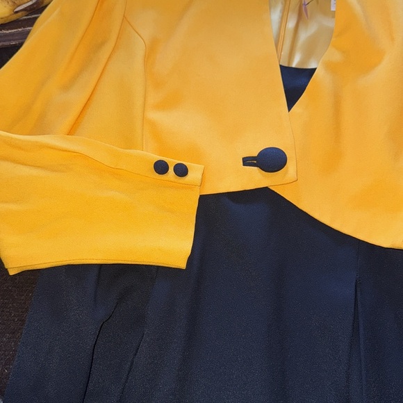 1980s 80s 90s Vintage 14 Chic Costume Jacket Dress Black & Yellow US 8 Medium - Picture 6 of 9